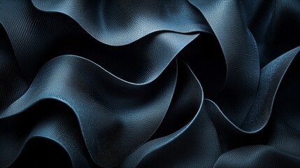 Obraz premium Abstract Dark Blue Textured Waves 3D Render, Curved Composition, Luxury Concept Abstract background, digital art