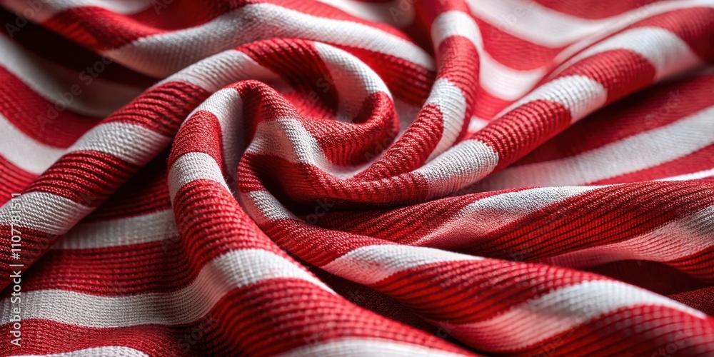 Aufkleber red and white striped fabric with textured weave, a visual symphony of lines and curvature