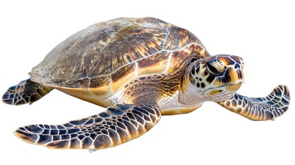 Obraz premium photograph of Brown sea turtle laying eggs.Isolated on transparent background.
