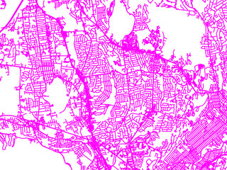 Obraz premium Abstract Neon Road Network Overlay of Wayne New jersey, USA in Bright Pink.