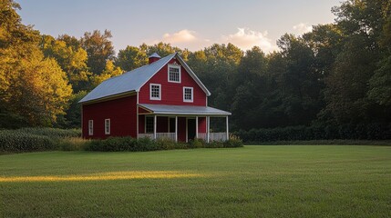 Obraz premium a red barn with white trim