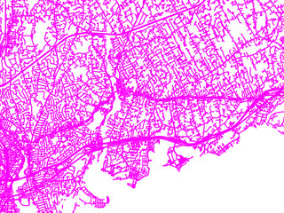 Obraz premium Abstract Neon Road Network Overlay of Westport Connecticut, USA in Bright Pink.
