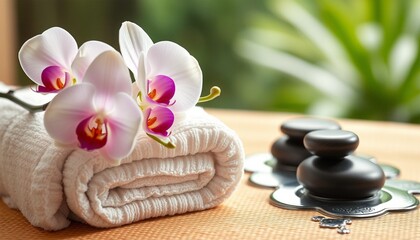 Spa Still Life: Zen Harmony with Orchid and Stones