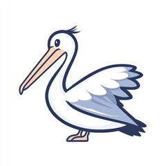 Obraz premium Cute cartoon pelican illustration.