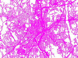 Obraz premium Abstract Neon Road Network Overlay of Worcester Massachusetts, USA in Bright Pink.
