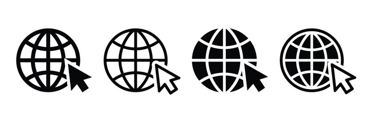 Set of web icons. Online icon. Internet icon. Web sign. Globe icon