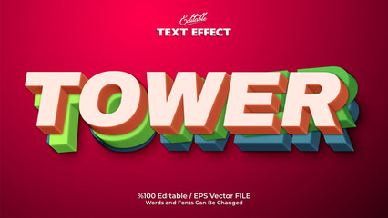 Fototapeta premium Colorful and Layer Style Editable Tower Text Effect