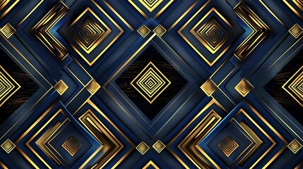 Abstract Geometric Pattern with Gold and Blue