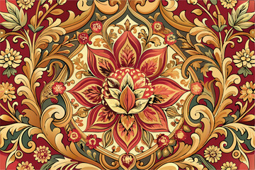 Different colour floral patterned wallpaper