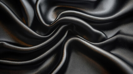 seamless black texture of smooth fabric, showcasing elegant folds and luxurious sheen. Perfect for fashion or interior design projects