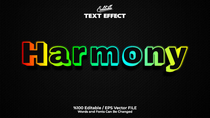 Colorful style editable neon text effect