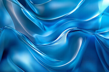 Obraz premium Elegant Blue Abstract Waves with Smooth Curves and Gradient Textures for Modern and Minimalist Design Themes