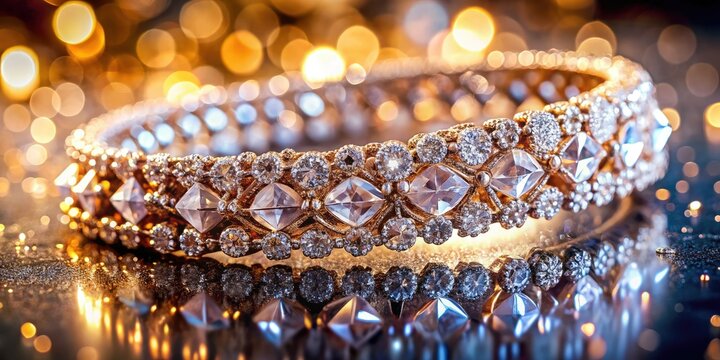 Exquisite diamond bracelet showcasing sparkling elegance, featuring brilliant gemstones. A glamorous accessory for fashion enthusiasts, highlighted in a stunning close-up that captures its radiant bea