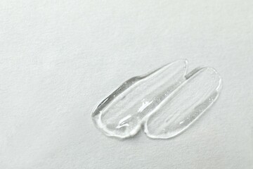 Gel texture swatches on gray background. Close up of aloe vera skin care product 