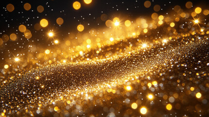 Obraz premium Shimmering golden sequins create dazzling, festive background filled with sparkling lights and vibrant colors, perfect for celebrations and special occasions