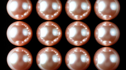 Beautiful shiny sea pearls arranged in grid, showcasing their luster and elegance. Perfect for jewelry design or decorative purposes
