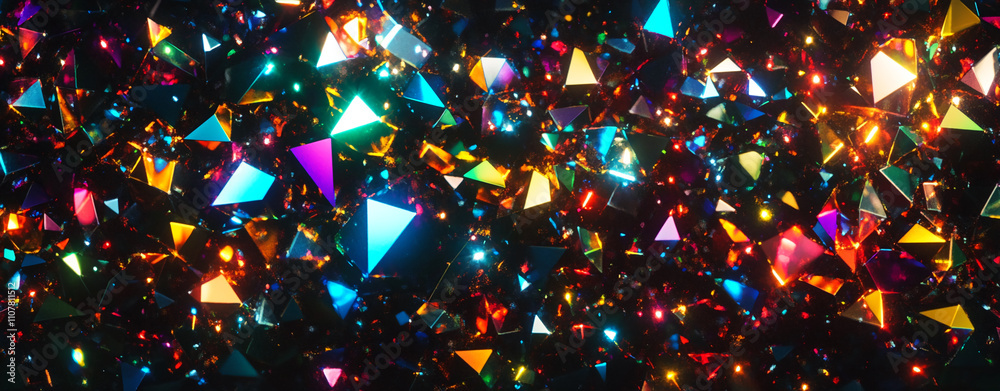 Aufkleber colorful reflections of light on sparkling crystals in a dark background create a vibrant and mesmer