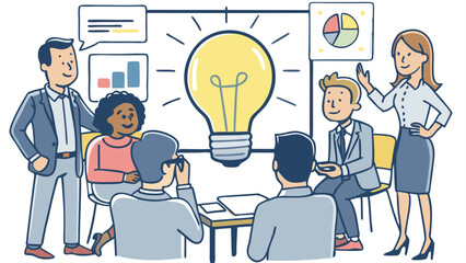 business idea to make money presentation, investment discussion concept, businessman present money idea lightbulb