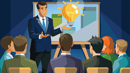 business idea to make money presentation, investment discussion concept, businessman present money idea lightbulb
