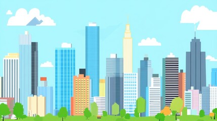 Obraz premium Modern City Skyline: Urban Life & Contemporary Architecture