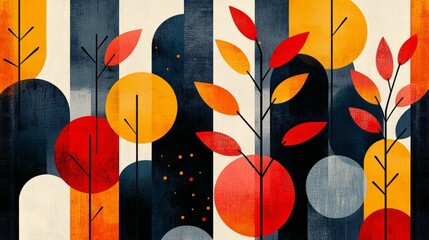 Geometric patterns inspired by plant structures, intricate designs, bold colors, minimalist style. Geometric patterns inspired by plant structures, intricate designs, bold colors, minimalist style