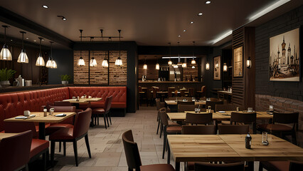 detailed interior view of a restaurant environment