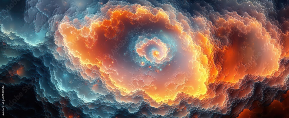 Wall mural vivid abstract fractal background showcasing intricate patterns and colors that evoke a sense of dep