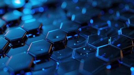 Obraz premium photograph of Hexagon with blue light background.