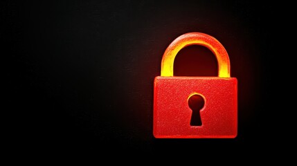 Fototapeta premium A glowing red padlock on a dark background symbolizes security and protection.