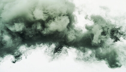 Obraz premium Dark swirling smoke clouds against a white background