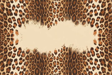 Leopard print frame design. Stylish beige background,  wildcat spots create a unique border.  Perfect for fashion or nature themes.
