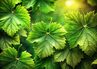 Impressive 3D visualization of grapevine leaves featuring lifelike textures and rich colors, ideal for food photography and serving as a source of culinary inspiration.