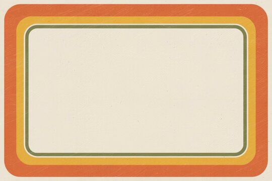 Retro frame design. Vintage border template evoking 70s nostalgia; ideal for adding a classic touch to your projects.  Perfect for invitations or announcements.