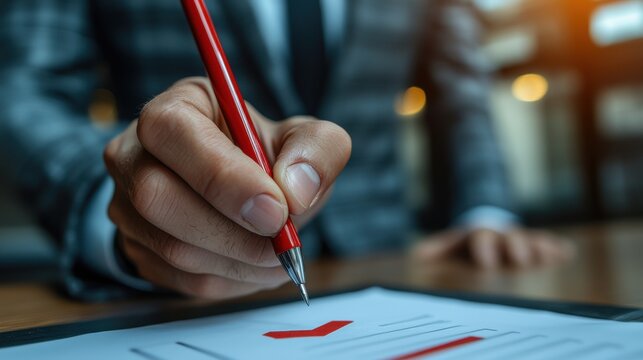 businessman checking mark on checklist with a red checkmark online checklist survey filling out digital form checklist take an assessment questionnaire evaluation online survey online exa