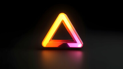 Glowing neon triangle on dark background.