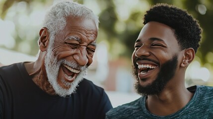 Fototapeta premium Happy Multigenerational Men Laughing Outdoors Family Joy Bonding