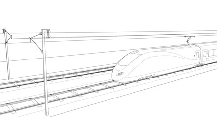 locomotive sketch symbol 3d illustration	
