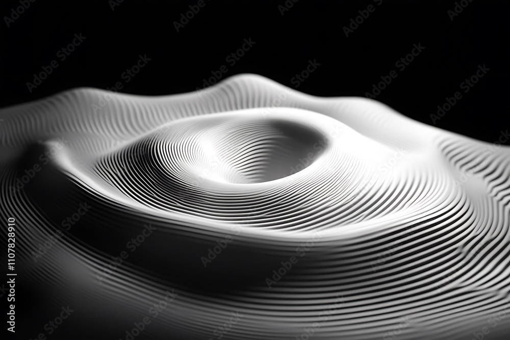 Poster Abstract grayscale image of a swirling, textured surface with a central vortex.