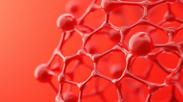 Crosslinked polymers, chemical bond visualization highlighting resilience, 3D illustration
