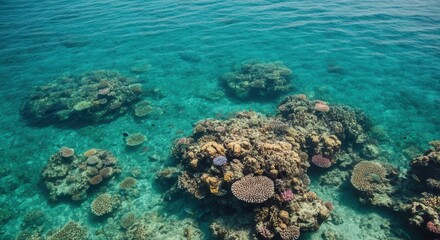 Obraz premium Vibrant underwater coral reef ecosystem in crystal clear waters