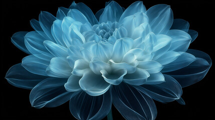 Obraz premium A radiant blue flower, each petal full of intricate textures and soft gradients of blue, isolated 