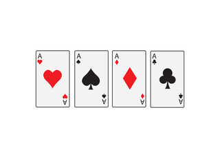 Playing Card Symbols. Poker Card Suit Hearts, Clubs, Spades and Diamonds  on White Background