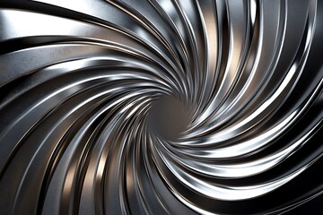 Abstract metallic swirl, spiral tunnel background.