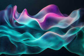 Obraz premium Abstract neon teal and pink flowing waves.
