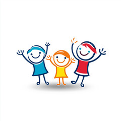 Fototapeta premium Three children are standing together and smiling