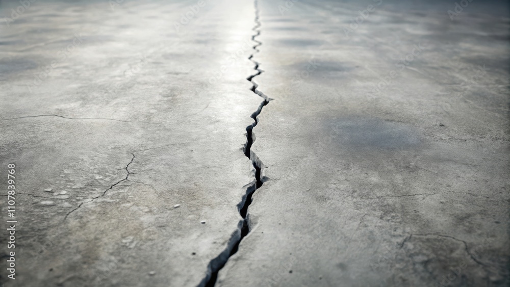 Poster A Single Crack Runs Through a Weathered Concrete Surface, Representing the Fragility and Impermanence of Even the Strongest Materials