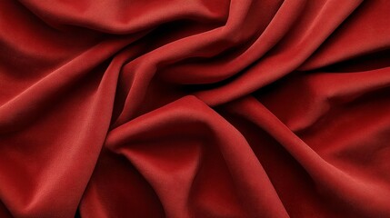 Obraz premium Close-up view of red silk fabric with flowing, smooth folds creating soft shadows and highlights, emphasizing texture and luxurious appearance as an abstract background.