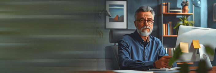 Fototapeta premium entrepreneur having a virtual meeting in a modern workspace