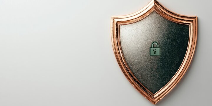 Shield symbolizing protection and security in digital environments with a padlock indicating safety measures