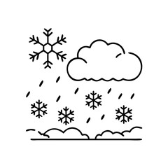 falling snow icon, christmas illustration, holiday icon - simple black line art of afalling snow , symbolizing holiday celebrations and festive spirit.
